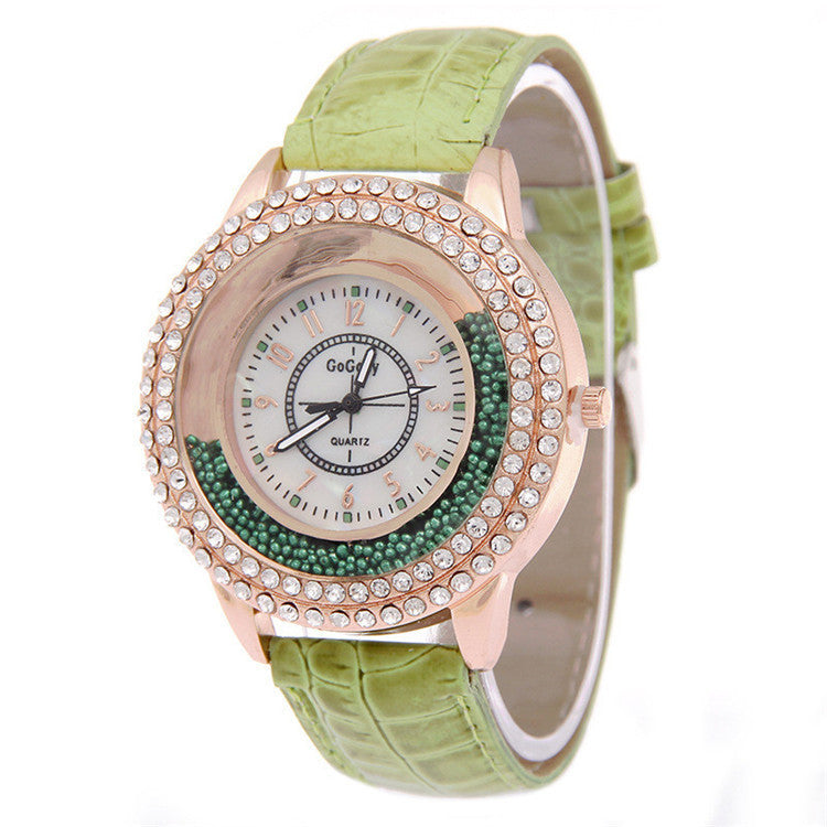 Fashion Full Diamond Quicksand Ball Women's Quartz Watch