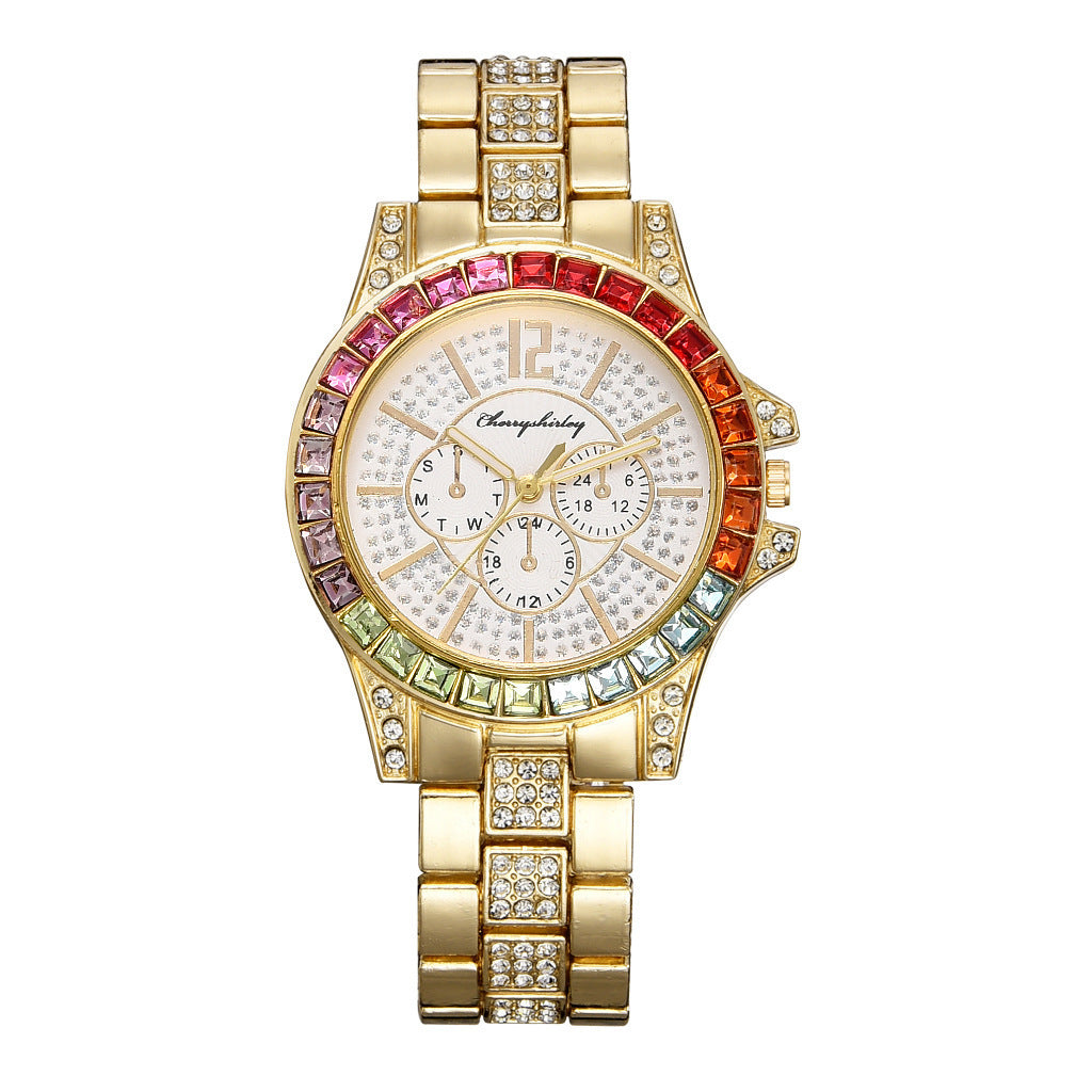 Gypsophila Diamond Steel Band Watch Women's Color Rhinestones