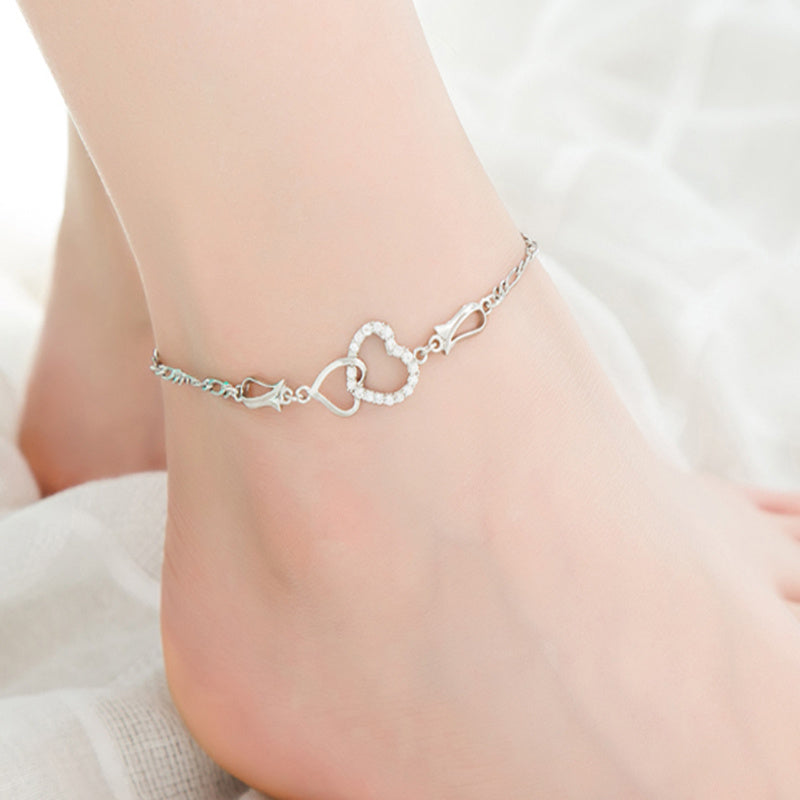 Bohemian Women's Ankle Bracelet Hollow Heart Shaped