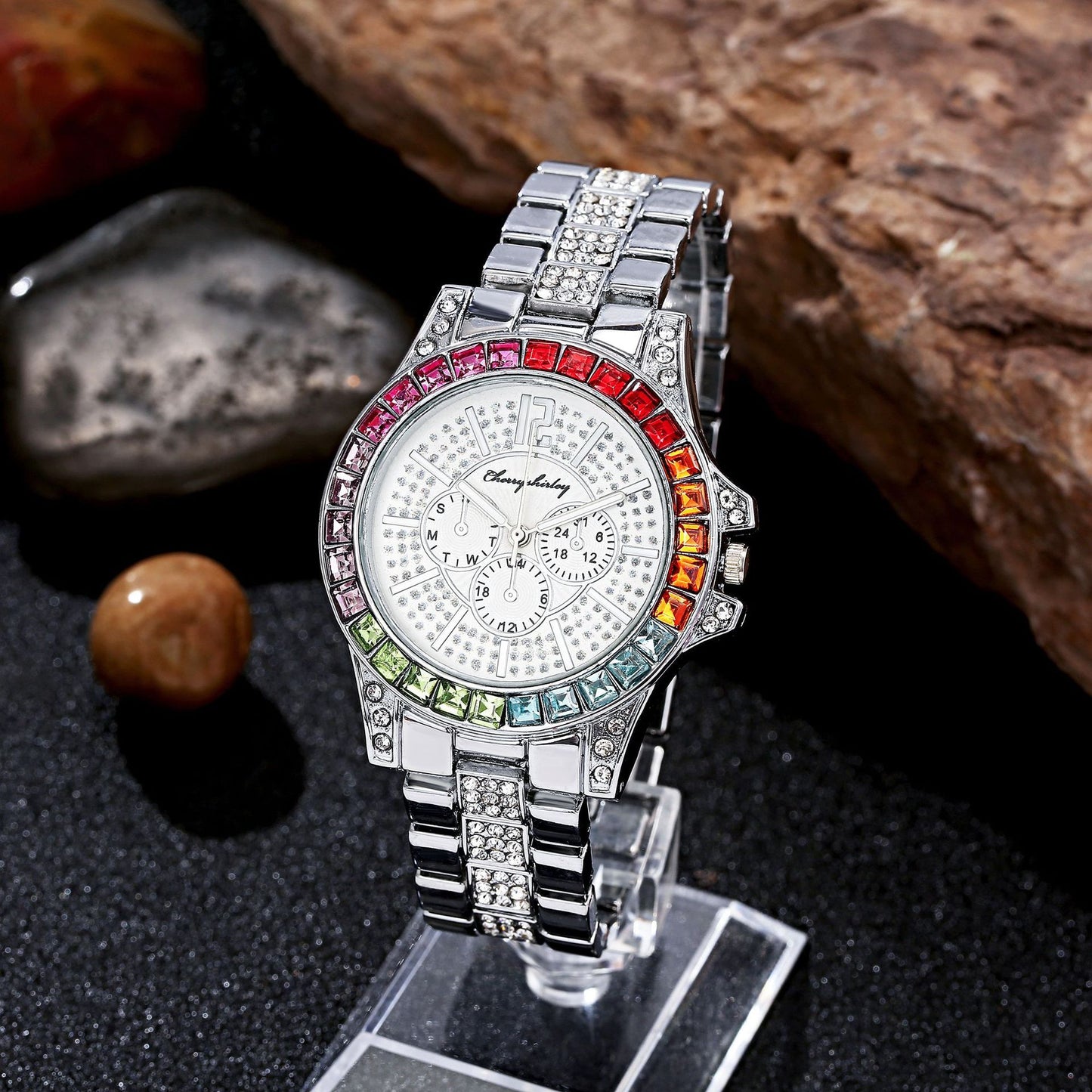 Gypsophila Diamond Steel Band Watch Women's Color Rhinestones