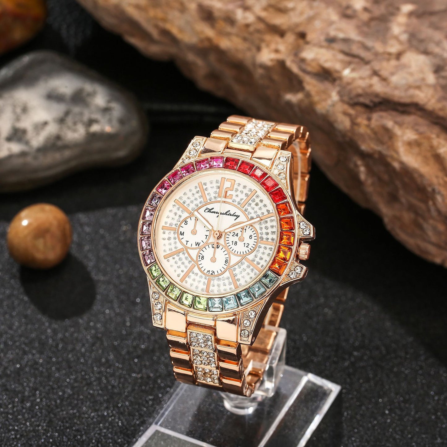 Gypsophila Diamond Steel Band Watch Women's Color Rhinestones