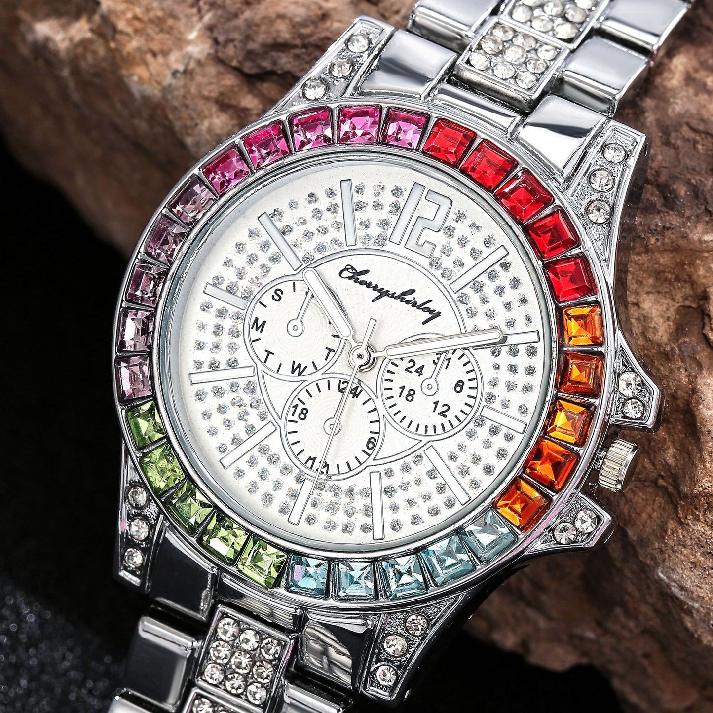 Gypsophila Diamond Steel Band Watch Women's Color Rhinestones