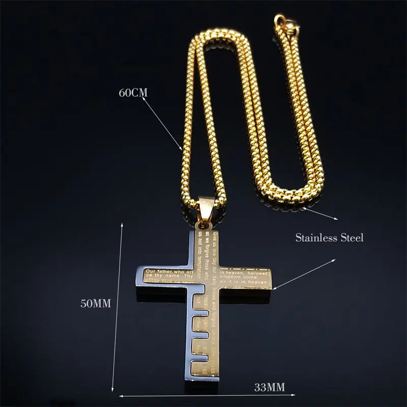 Collar de fe católica para hombre con cadena de 60 cm — acero inoxidable