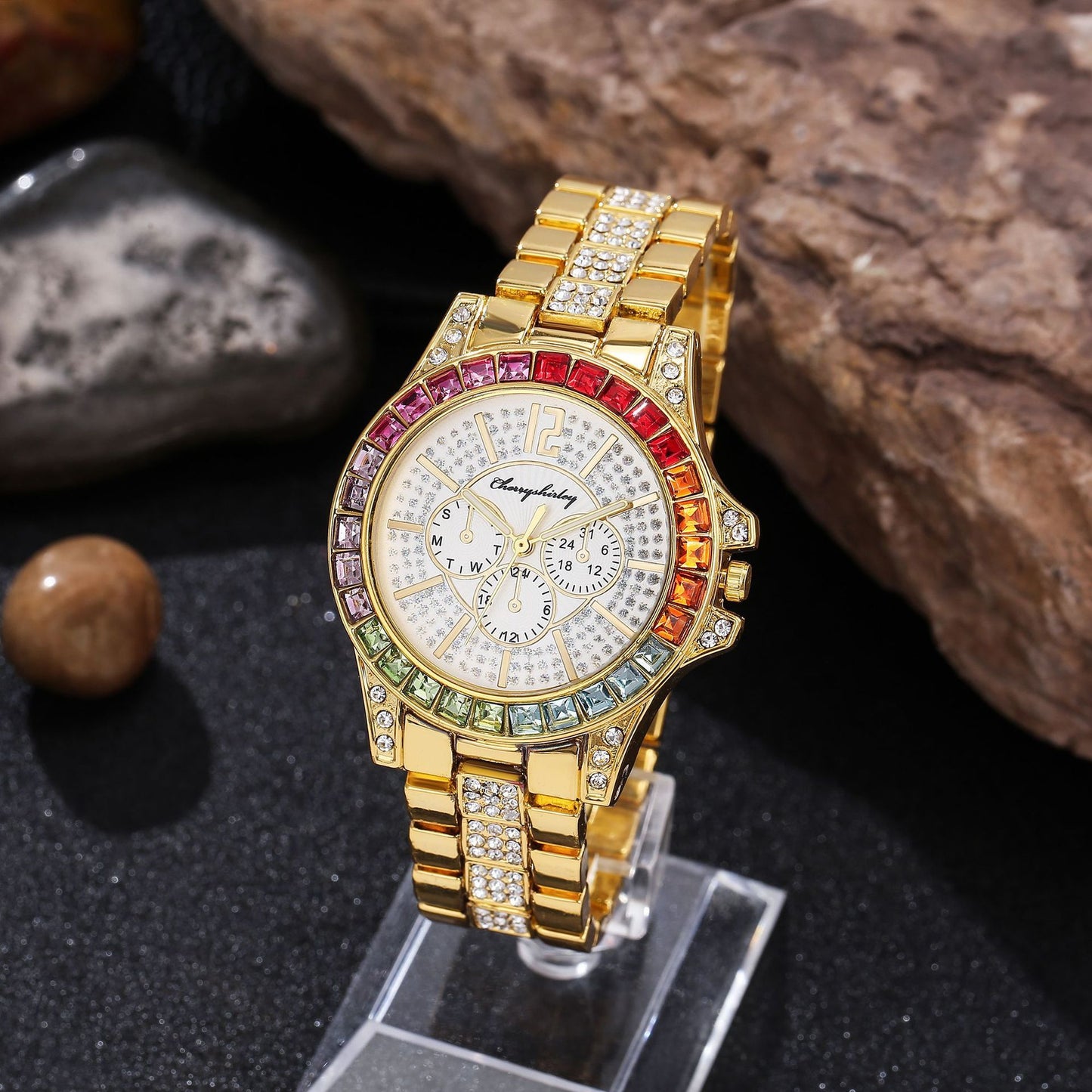 Gypsophila Diamond Steel Band Watch Women's Color Rhinestones