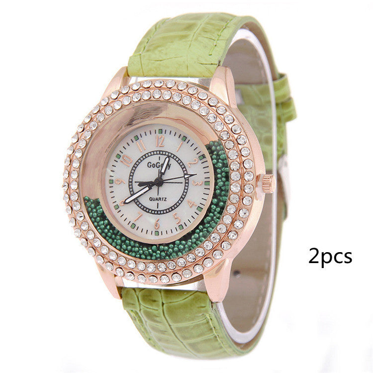 Fashion Full Diamond Quicksand Ball Women's Quartz Watch