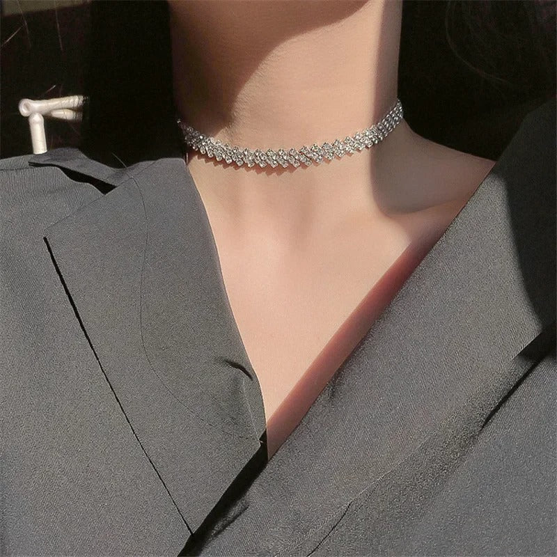 "LIMITED EDITION! Full Rhinestone clavicle Necklace-18"Long"